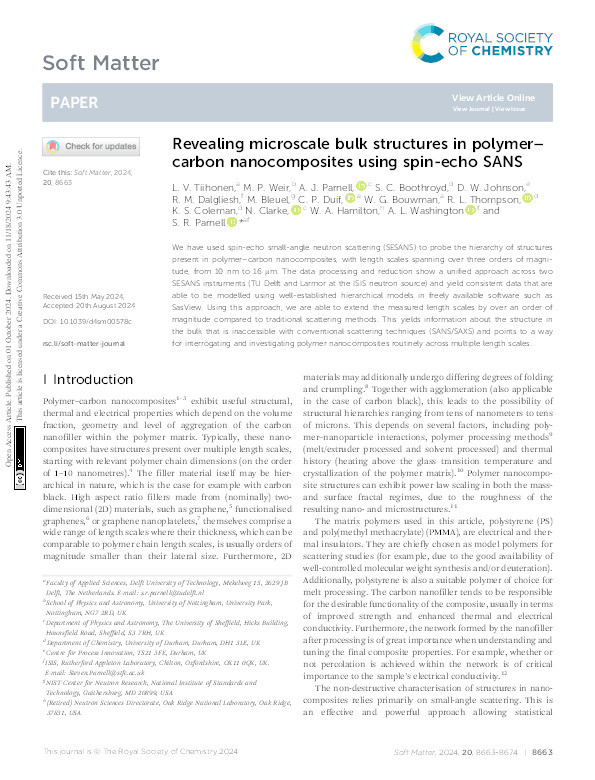 Revealing microscale bulk structures in polymer–carbon nanocomposites using spin-echo SANS Thumbnail