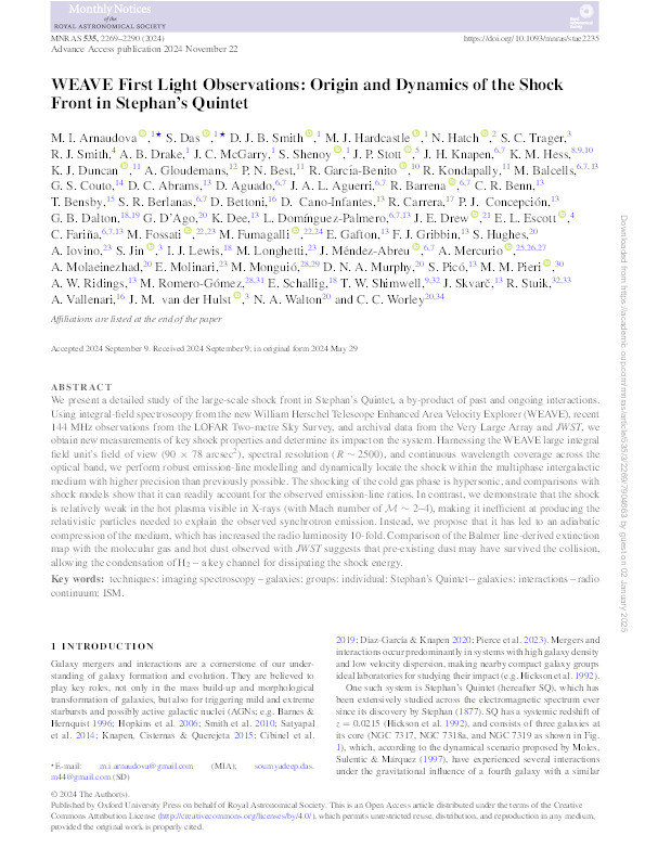 WEAVE First Light Observations: Origin and Dynamics of the Shock Front in Stephan’s Quintet Thumbnail