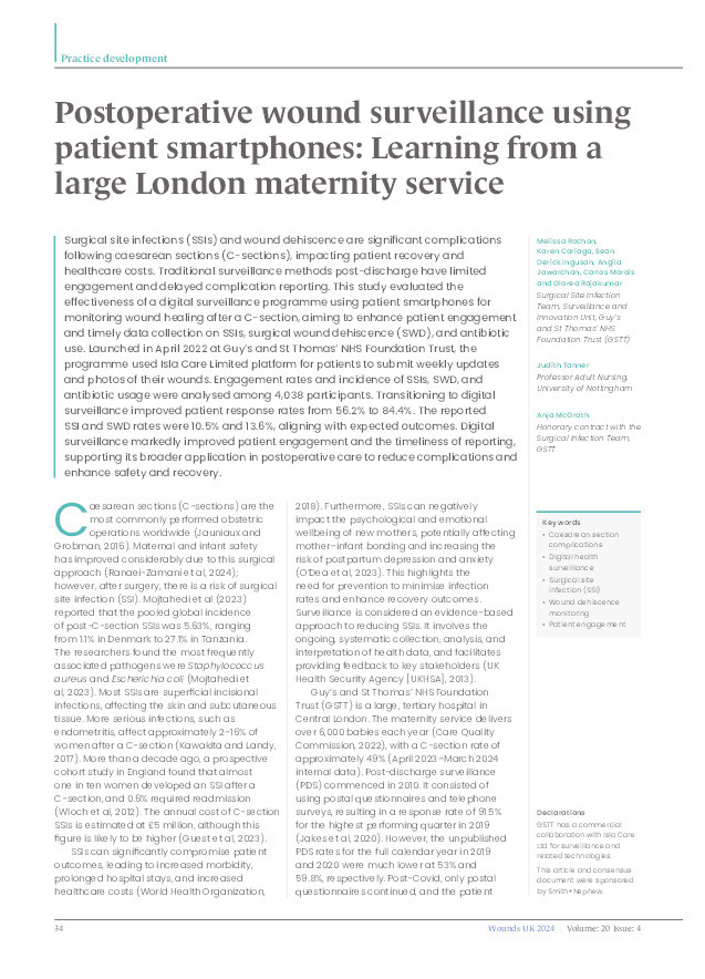 Postoperative wound surveillance using patient smartphones: Learning from a large London maternity service Thumbnail