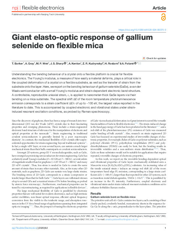 Giant Elasto-Optic Response of Gallium Selenide on Flexible Mica Thumbnail