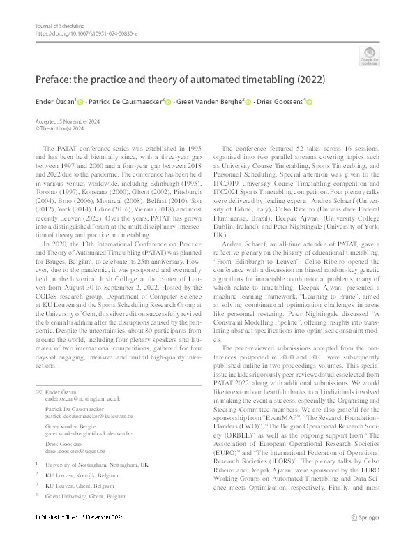 Preface: the practice and theory of automated timetabling (2022) Thumbnail
