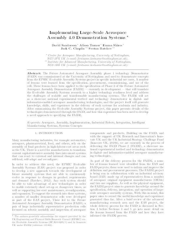 Implementing large-scale Aerospace Assembly 4.0 demonstration systems? Thumbnail