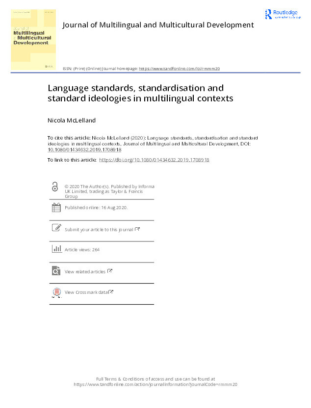 Language standards, standardisation and standard ideologies in multilingual contexts Thumbnail