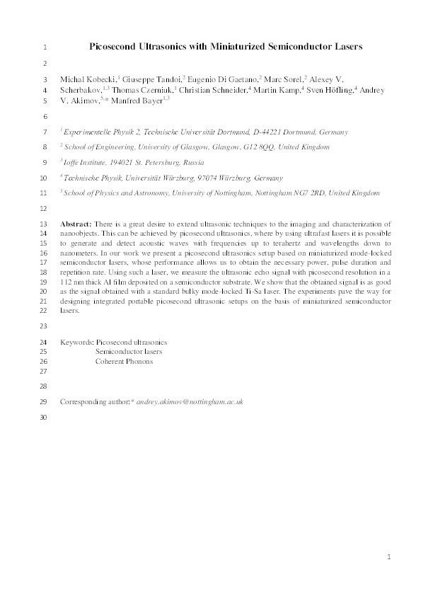 Picosecond ultrasonics with miniaturized semiconductor lasers Thumbnail