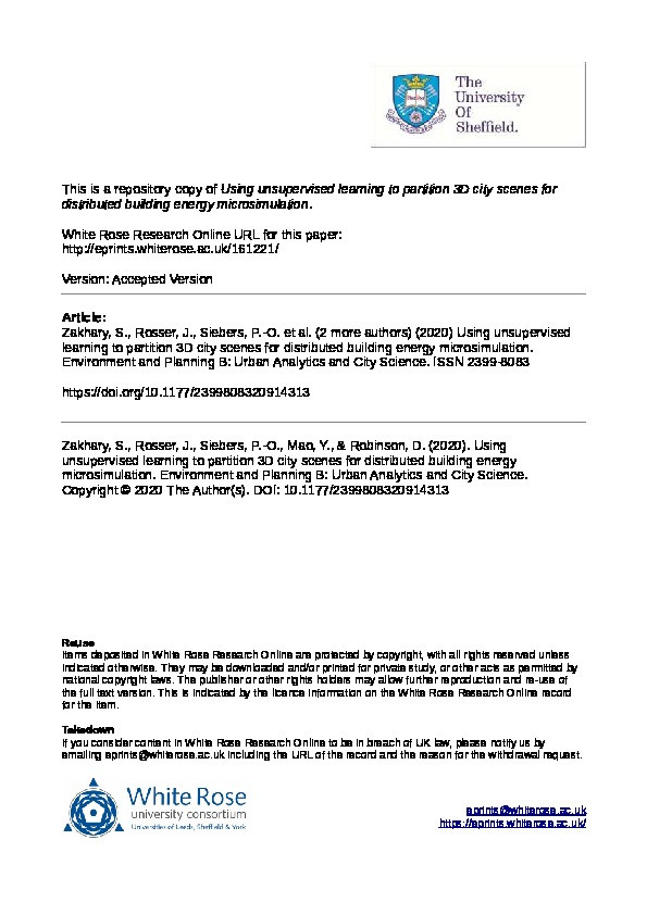 Using unsupervised learning to partition 3D city scenes for distributed building energy microsimulation Thumbnail