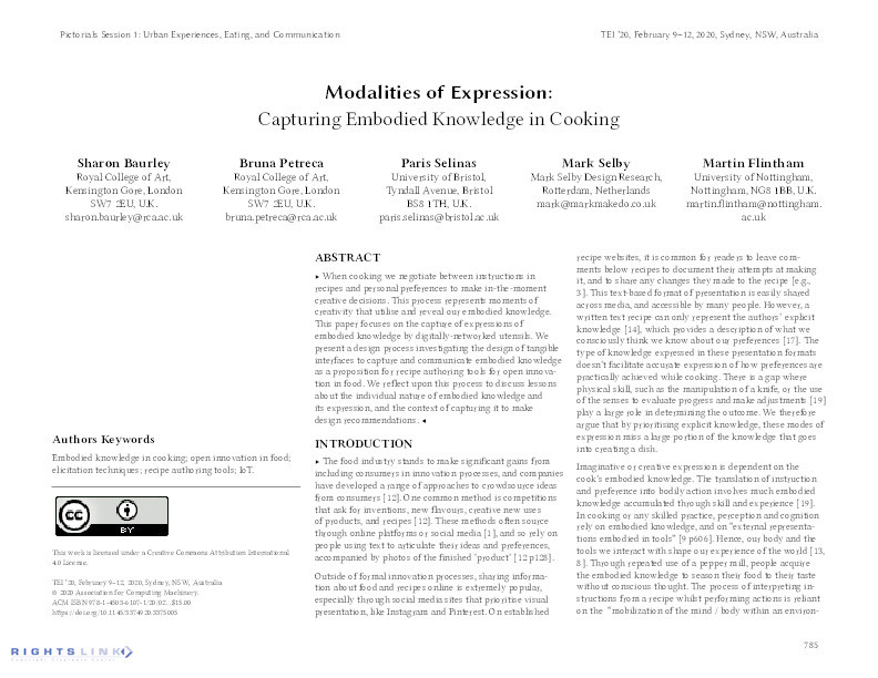 Modalities of Expression: Capturing Embodied Knowledge in Cooking Thumbnail