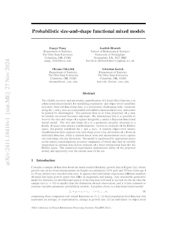 Probabilistic size-and-shape functional mixed models Thumbnail