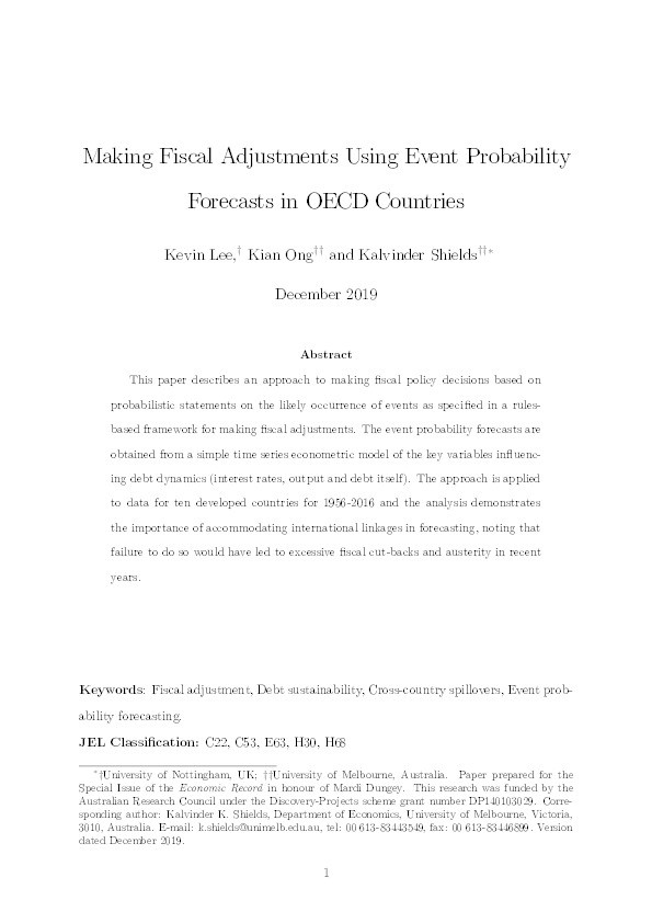 Making Fiscal Adjustments Using Event Probability Forecasts in OECD Countries Thumbnail