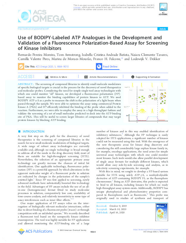 Use of BODIPY-Labeled ATP Analogues in the Development and Validation of a Fluorescence Polarization-Based Assay for Screening of Kinase Inhibitors Thumbnail