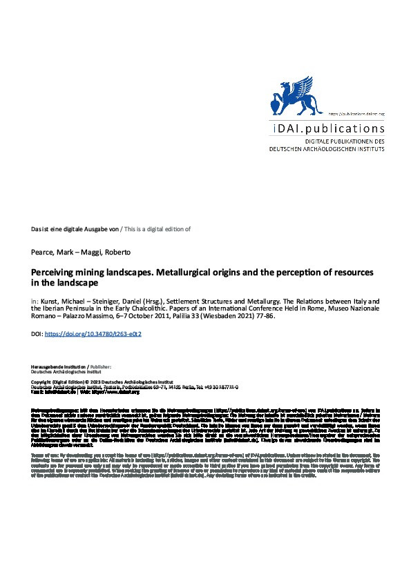 Perceiving Mining Landscapes: Metallurgical Origins and the Perception of Resources in the Landscape Thumbnail