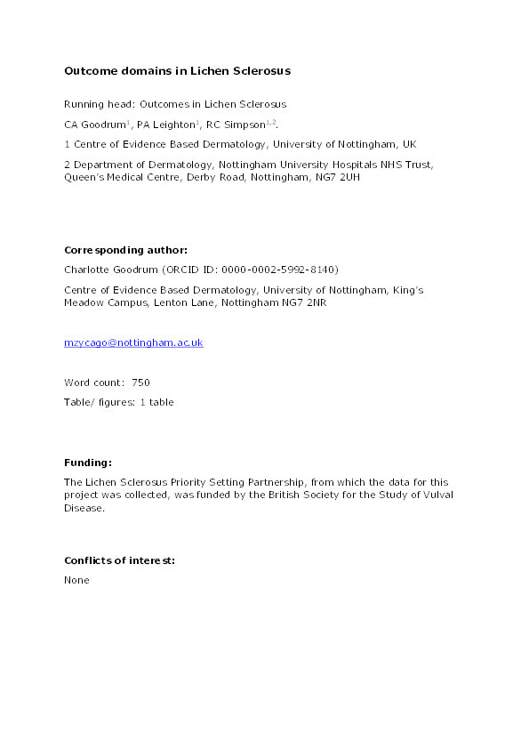 Outcome domains in lichen sclerosus Thumbnail