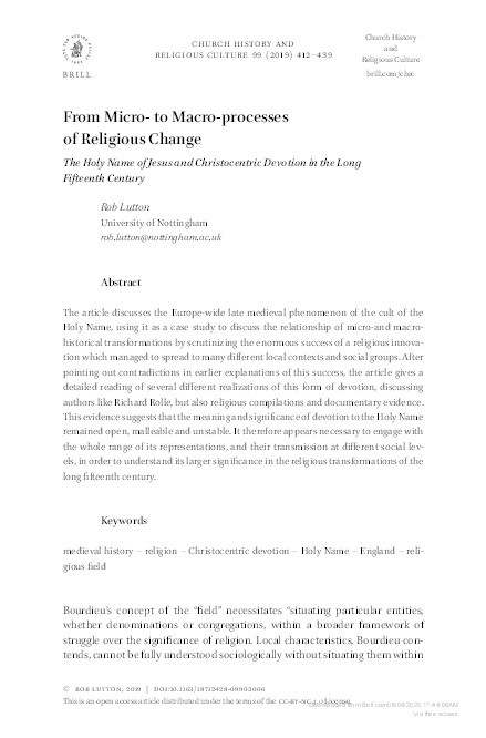 From Micro- to Macro-processes of Religious Change Thumbnail