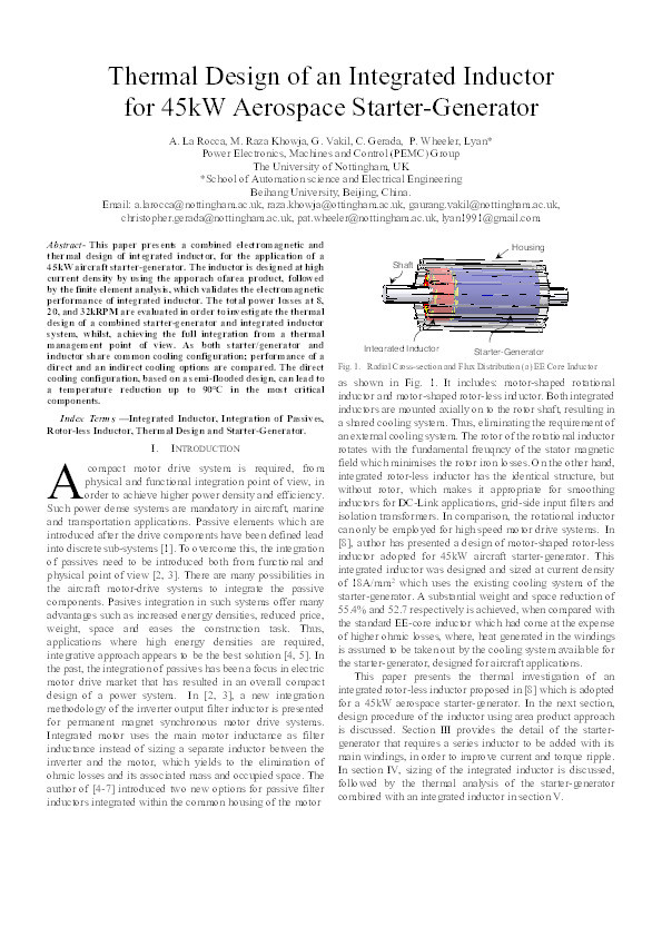 Thermal Design of an Integrated Inductor for 45kW Aerospace Starter-Generator Thumbnail