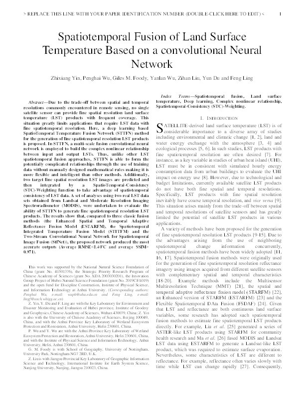 Spatiotemporal Fusion Of Land Surface Temperature Based On A ...