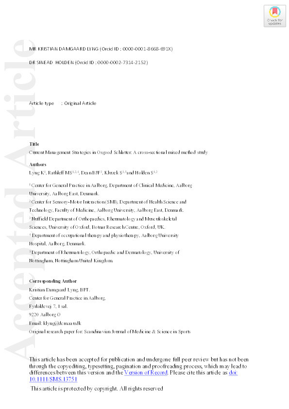 Current management strategies in Osgood Schlatter: A cross-sectional mixed-method study Thumbnail