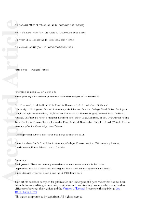 BEVA primary care clinical guidelines: Wound Management in the Horse Thumbnail