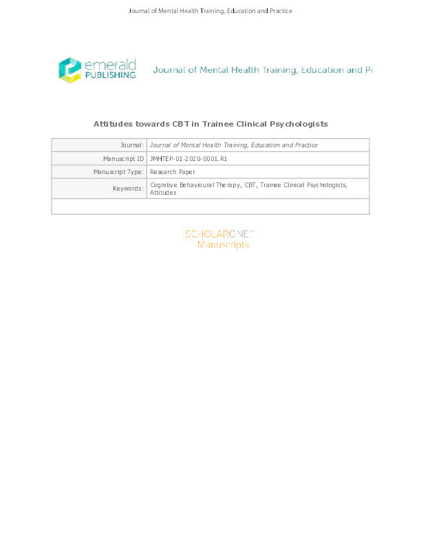 Attitudes towards CBT in Trainee Clinical Psychologists Thumbnail