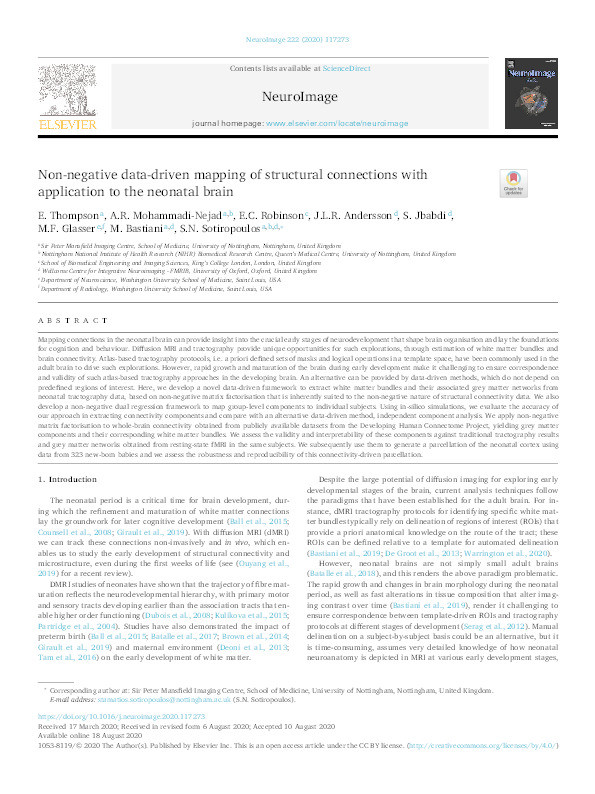 Non-negative data-driven mapping of structural connections with application to the neonatal brain Thumbnail