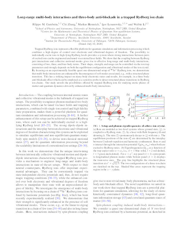 Long-Range Multibody Interactions and Three-Body Antiblockade in a Trapped Rydberg Ion Chain Thumbnail