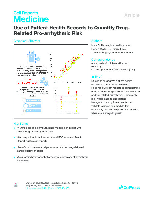 Use of Patient Health Records to Quantify Drug-Related Pro-arrhythmic Risk Thumbnail