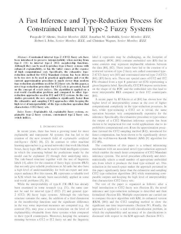 A Fast Inference and Type-Reduction Process for Constrained Interval Type-2 Fuzzy Systems Thumbnail