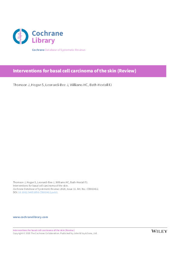 Interventions for basal cell carcinoma of the skin Thumbnail