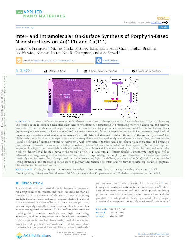Inter- and Intramolecular On-Surface Synthesis of Porphyrin-Based Nanostructures on Au(111) and Cu(111) Thumbnail
