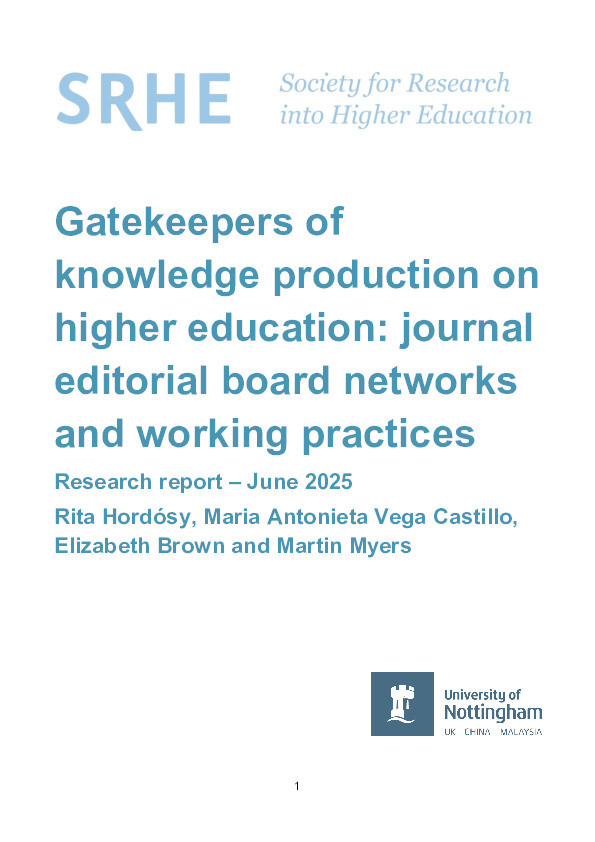 Gatekeepers of knowledge production on higher education: journal editorial board networks and working practices Thumbnail