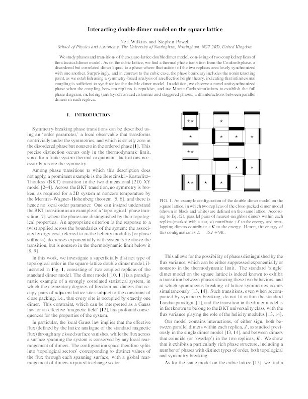 Interacting double dimer model on the square lattice Thumbnail