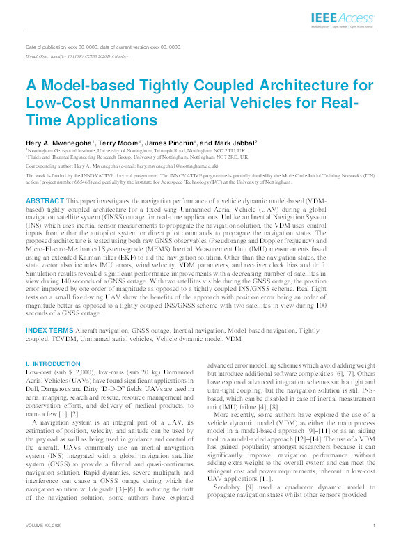 A Model-based Tightly Coupled Architecture for Low-Cost Unmanned Aerial Vehicles for Real-Time Applications Thumbnail