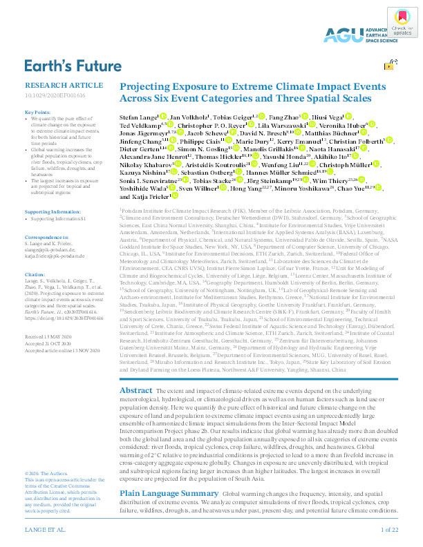 Projecting Exposure to Extreme Climate Impact Events Across Six Event Categories and Three Spatial Scales Thumbnail