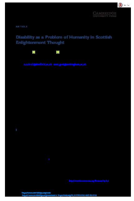 Disability as a Problem of Humanity in Scottish Enlightenment Thought Thumbnail