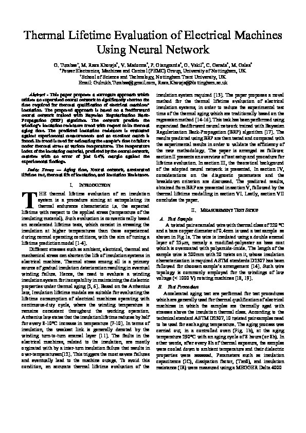 Thermal Lifetime Evaluation of Electrical Machines Using Neural Network Thumbnail