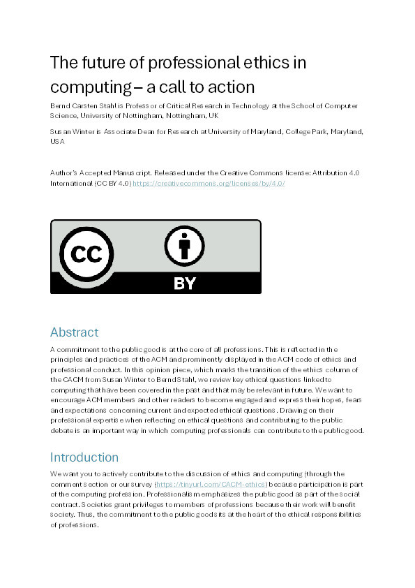 The Future of Professional Ethics in Computing Thumbnail