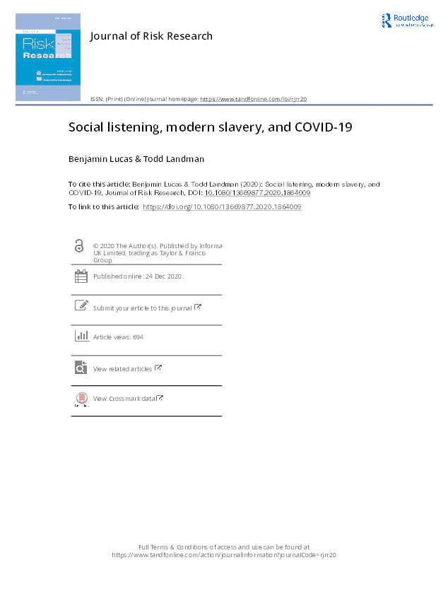 Social listening, modern slavery, and COVID-19 Thumbnail
