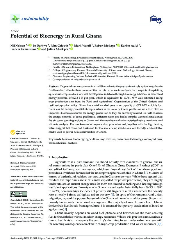 Potential of Bioenergy in Rural Ghana Thumbnail