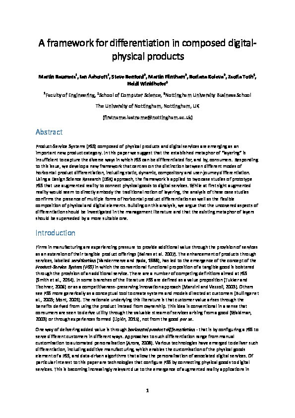 A framework for differentiation in composed digital-physical products Thumbnail