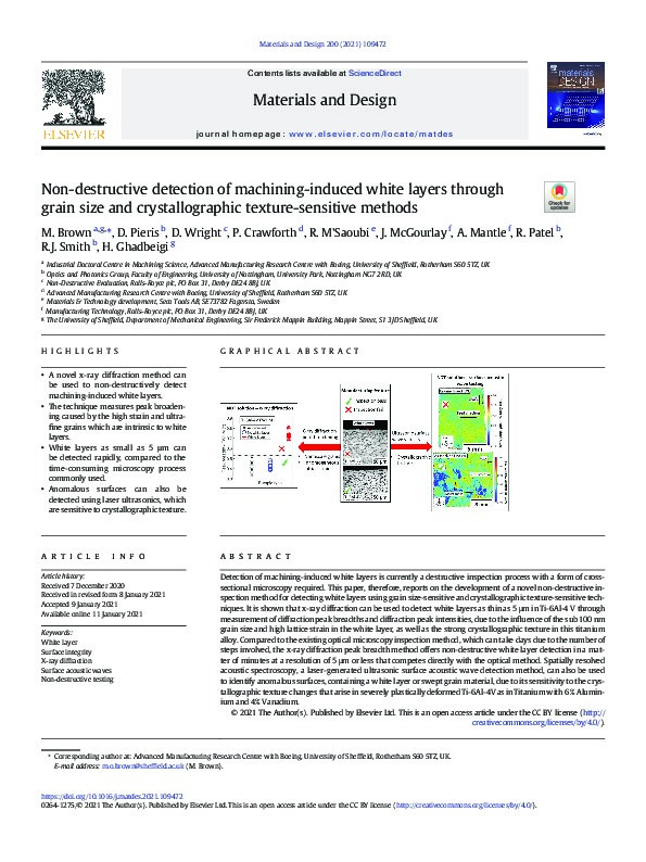 Non-destructive detection of machining-induced white layers through grain size and crystallographic texture-sensitive methods Thumbnail