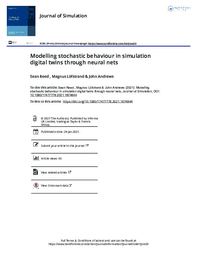 Modelling stochastic behaviour in simulation digital twins through neural nets Thumbnail