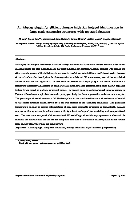 An Abaqus plugin for efficient damage initiation hotspot identification in large-scale composite structures with repeated features Thumbnail