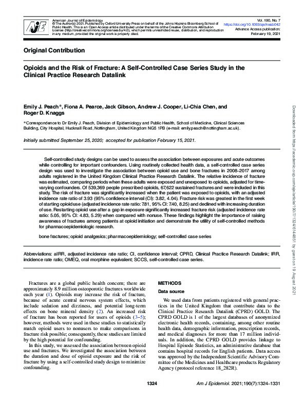 Opioids and the risk of fracture: a self-controlled case series study in the Clinical Practice Research Datalink Thumbnail