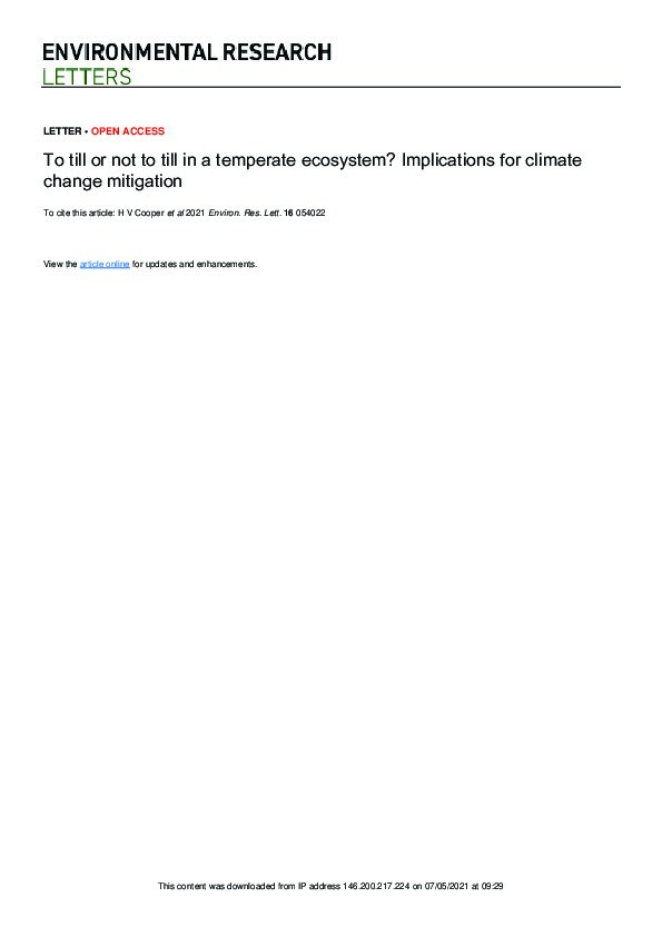 To till or not to till in a temperate ecosystem? Implications for climate change mitigation Thumbnail