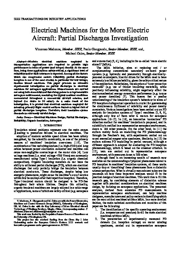 Electrical Machines for the More Electric Aircraft: Partial Discharges Investigation Thumbnail