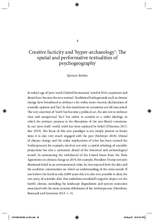 Creative Facticity and 'Hyper-Archaeology': the Spatial and Performative Textualities of Psychogeography Thumbnail
