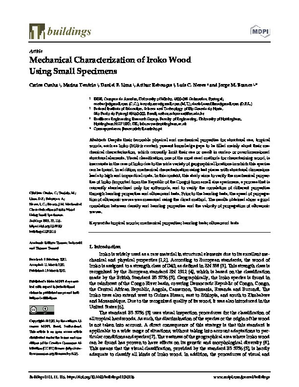 Mechanical Characterization of Iroko Wood Using Small Specimens Thumbnail