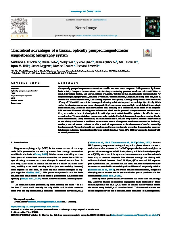 Theoretical advantages of a triaxial optically pumped magnetometer magnetoencephalography system Thumbnail