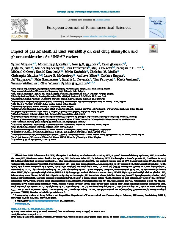 Impact of gastrointestinal tract variability on oral drug absorption and pharmacokinetics: An UNGAP review Thumbnail