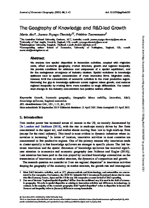 The Geography of Knowledge and R&D-led Growth Thumbnail