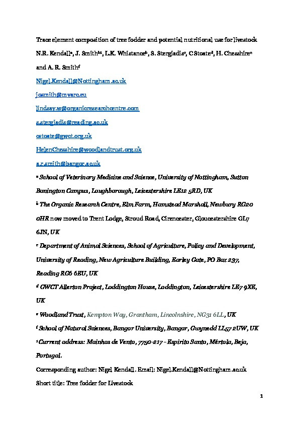 Trace element composition of tree fodder and potential nutritional use for livestock Thumbnail