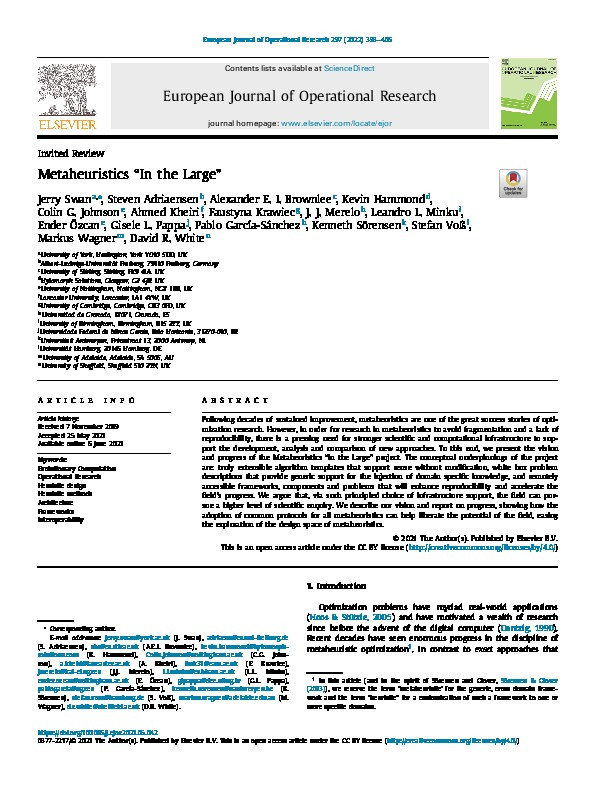 Metaheuristics “In the Large” Thumbnail